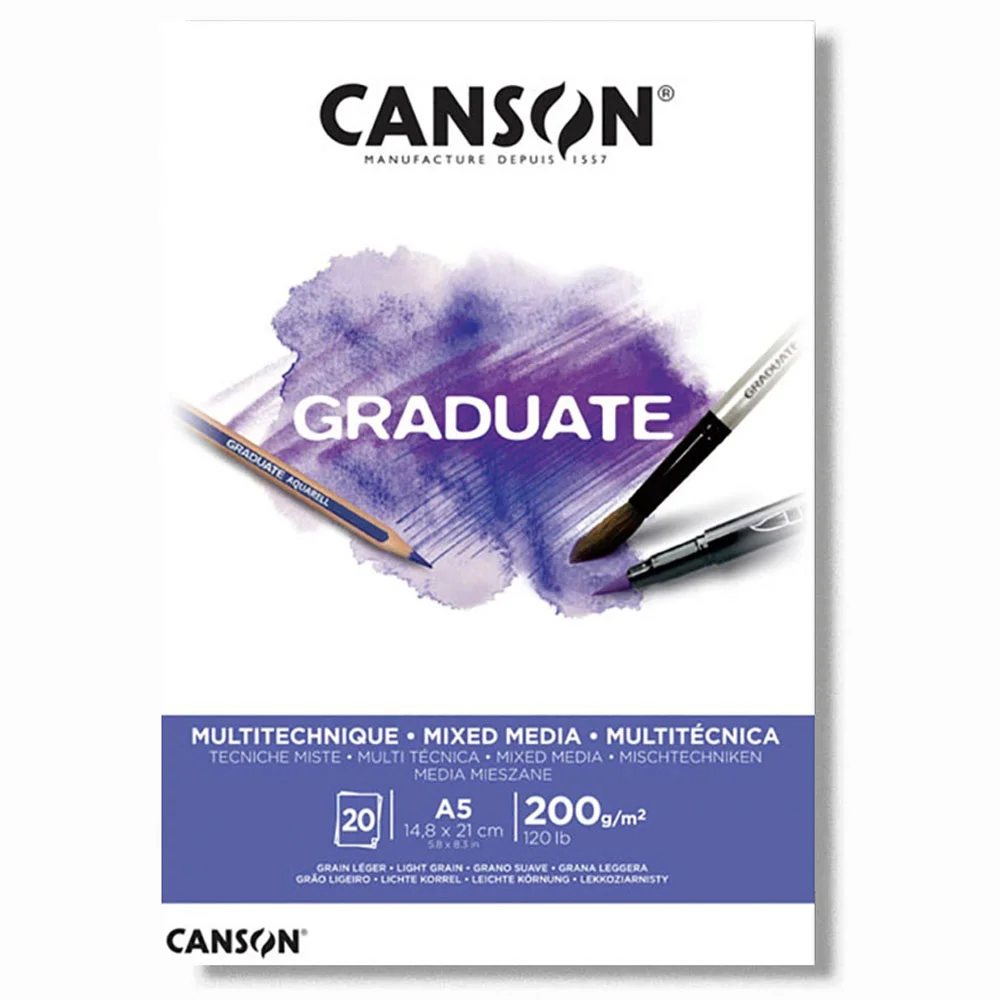 Canson Çizim Bloğu Graduate Mix Media Beyaz 20 Syf A5 200 GR