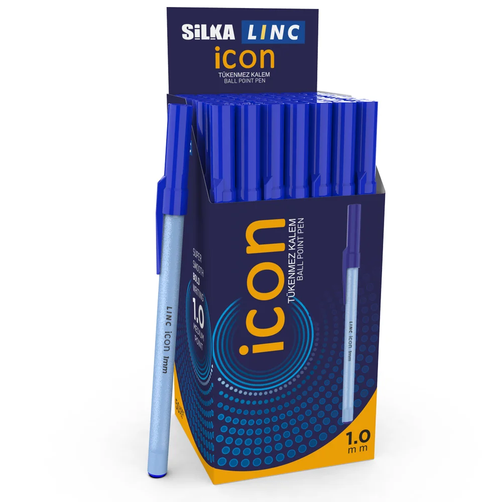 Silka Linc Icon Tükenmez Kalem 1 MM Mavi 50 Li