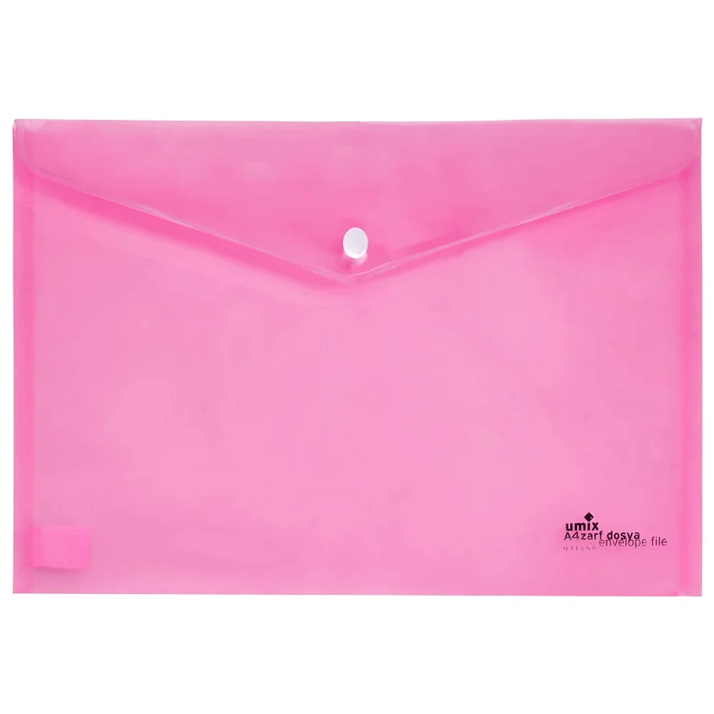 Umix Çıtçıtlı Şeffaf Zarf Dosya Pembe Eco U1120P-PE-ECO