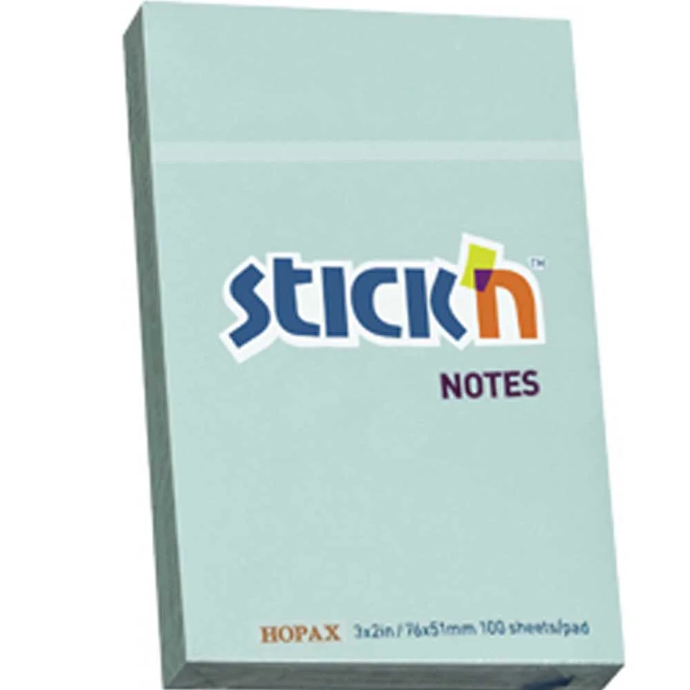 Hopax Stickn Yapışkanlı Not Kağıdı 100 YP 76x51 Pastel Mavi HE21146