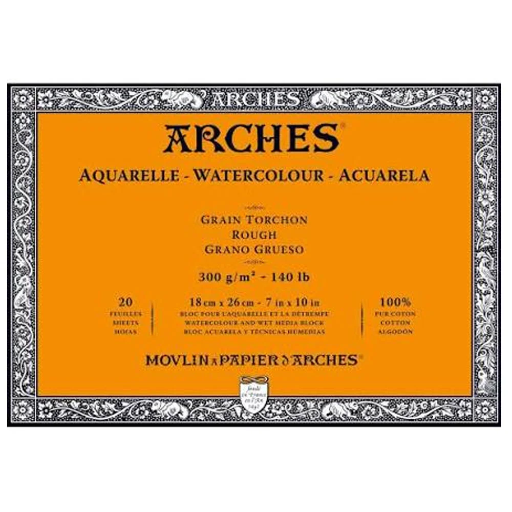 Arches Yüksek Dokulu Suluboya Bloğu 300G 18 x 26 20S - Naturel Beyaz