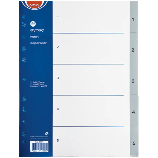 Noki Seperatör 1-5 Rakamlı Plastik A4 59205