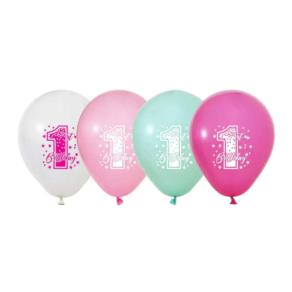Balonevi Balon 1+1 Pink Stars Baskılı 12" Pastel 100 Lü