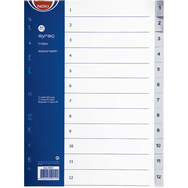 Noki Seperatör 1-12 Rakamlı Plastik A4 59212
