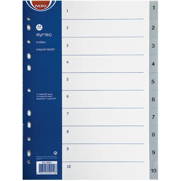 Noki Seperatör 1-10 Rakamlı Plastik A4 59210