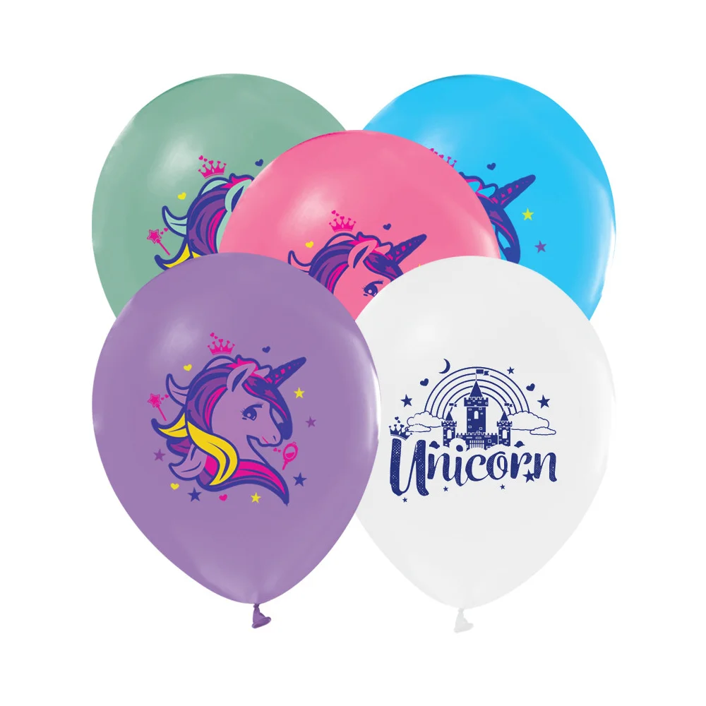 Balonevi Balon 4+1 Rainbow Unicorn Baskılı 12" 8 Li