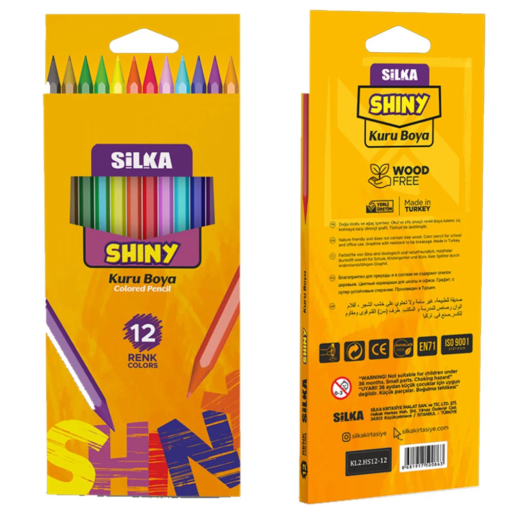 Silka 12 Li Hex Shiny Gövde Boyalı Kuru Boya