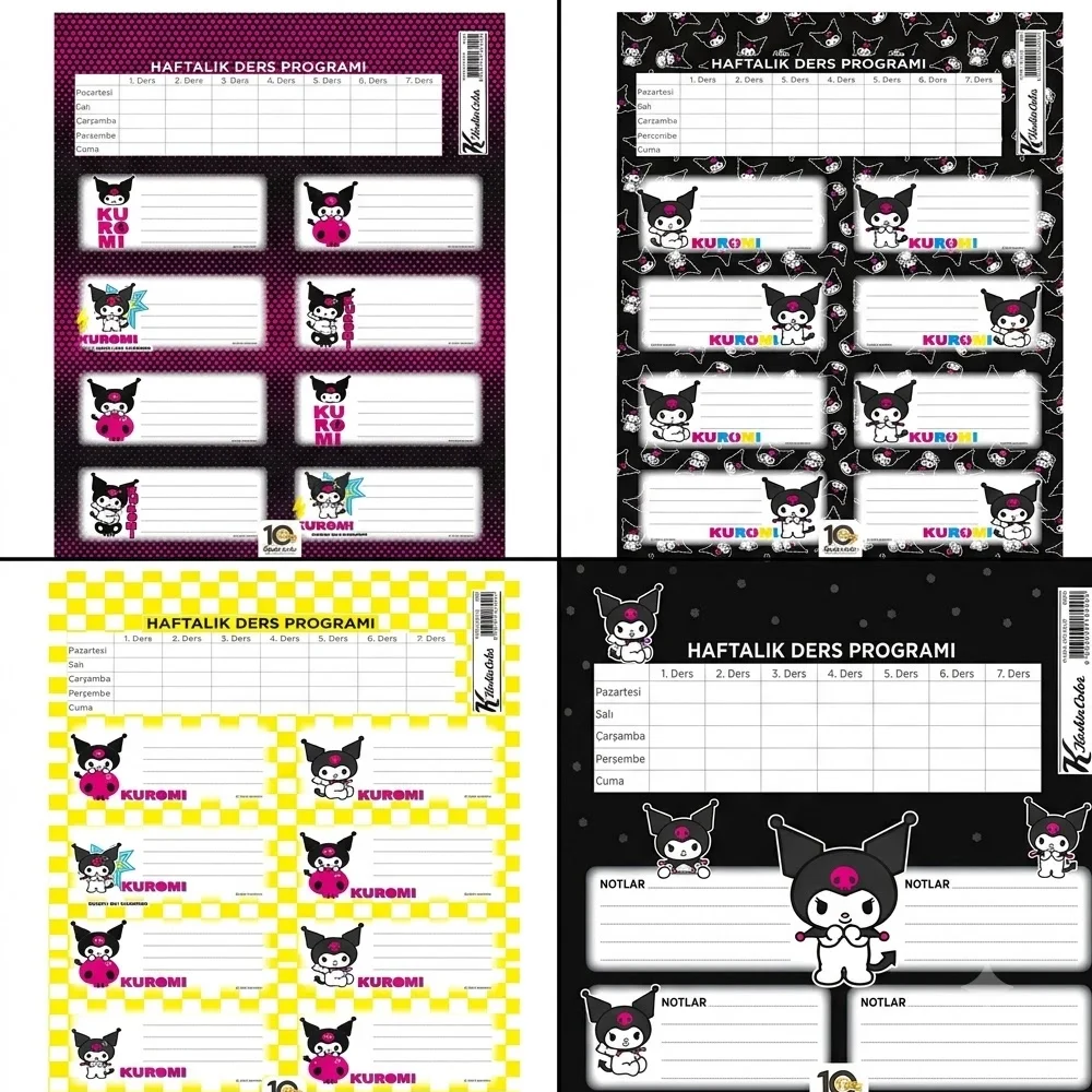 Kuromi Ders Programlı Etiket 3 Lü 220130-12
