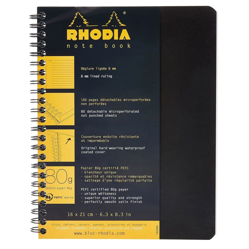 160x210 MM A5+Çizgili Defter Siyah Kapak Yandan Spiralli 80 Yp 5 Li