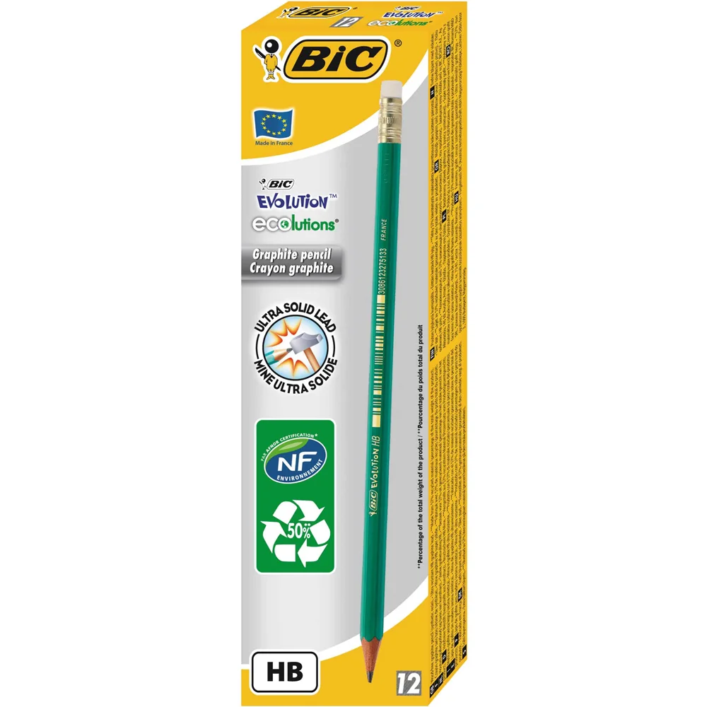 Bic Kurşun Kalem Evolution 655 HB Silgili 12 Li Kutu