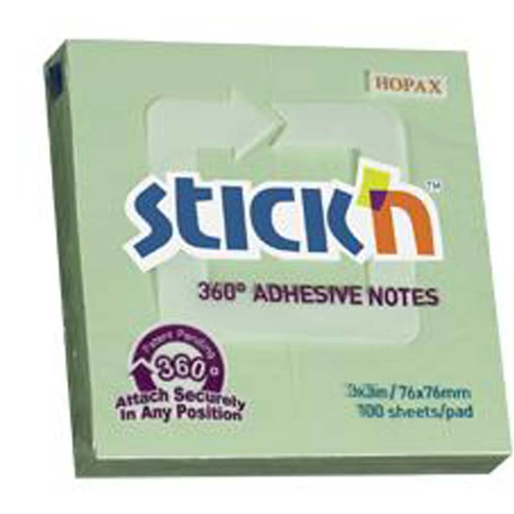 Hopax Stickn Yapışkanlı Not Kağıdı 100 YP 76x76 Yeşil HE21552