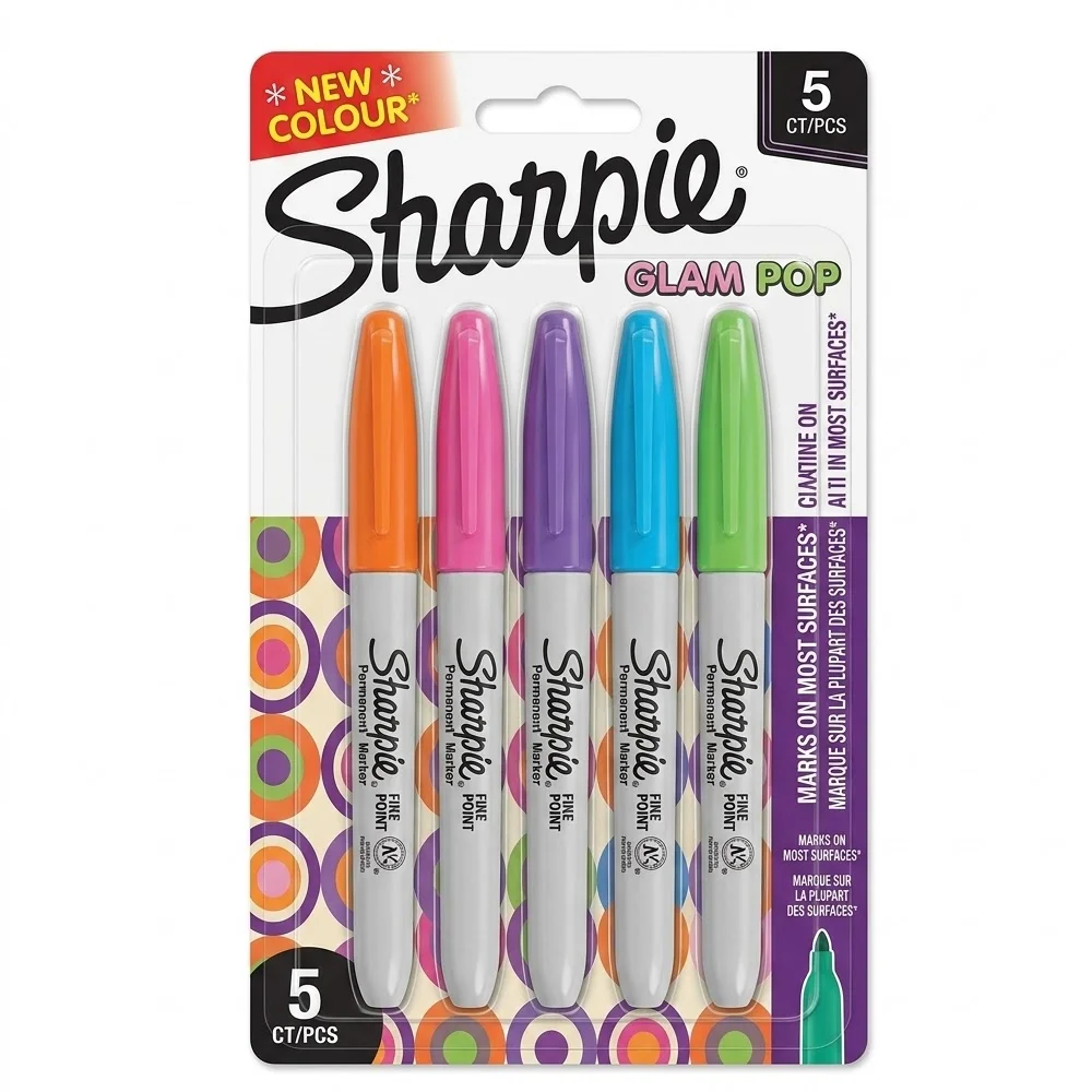 Sharpie Permanent Markör Fine Glam Pop 5 Li Bls