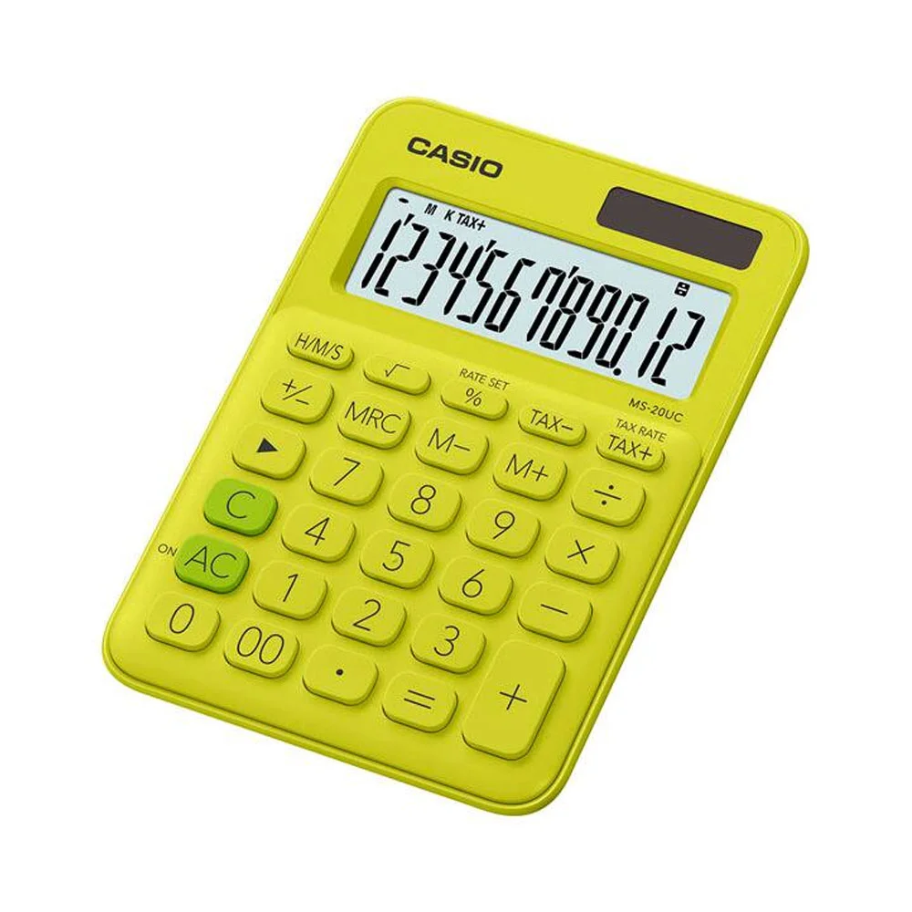 Casio Hesap Makinesi 12 Hane Ms-20uc-yg Sarı Masaüstü