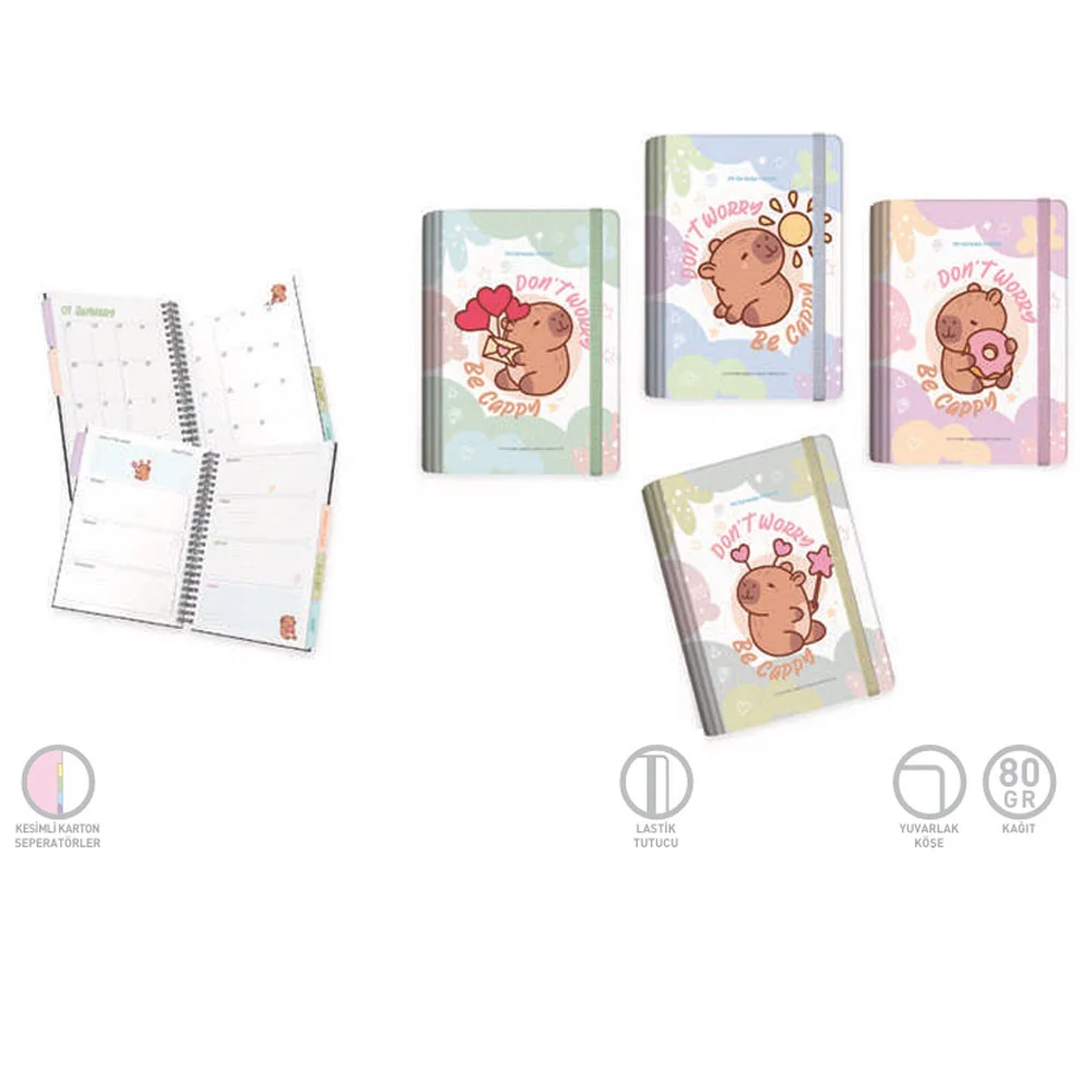 Gıpta Capybara Plan Spiralli Sep.Sert Kapak Def.A5 120 YP Planner