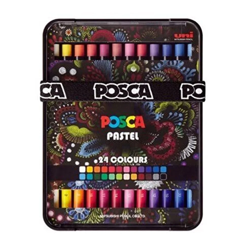 Uni-Ball Pastel Boya Kalemi Posca 24 Lü Kalem Kutu Set