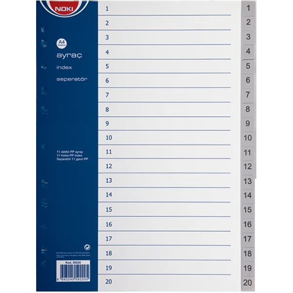 Noki Seperatör 1-20 Rakamlı Plastik A4 59220