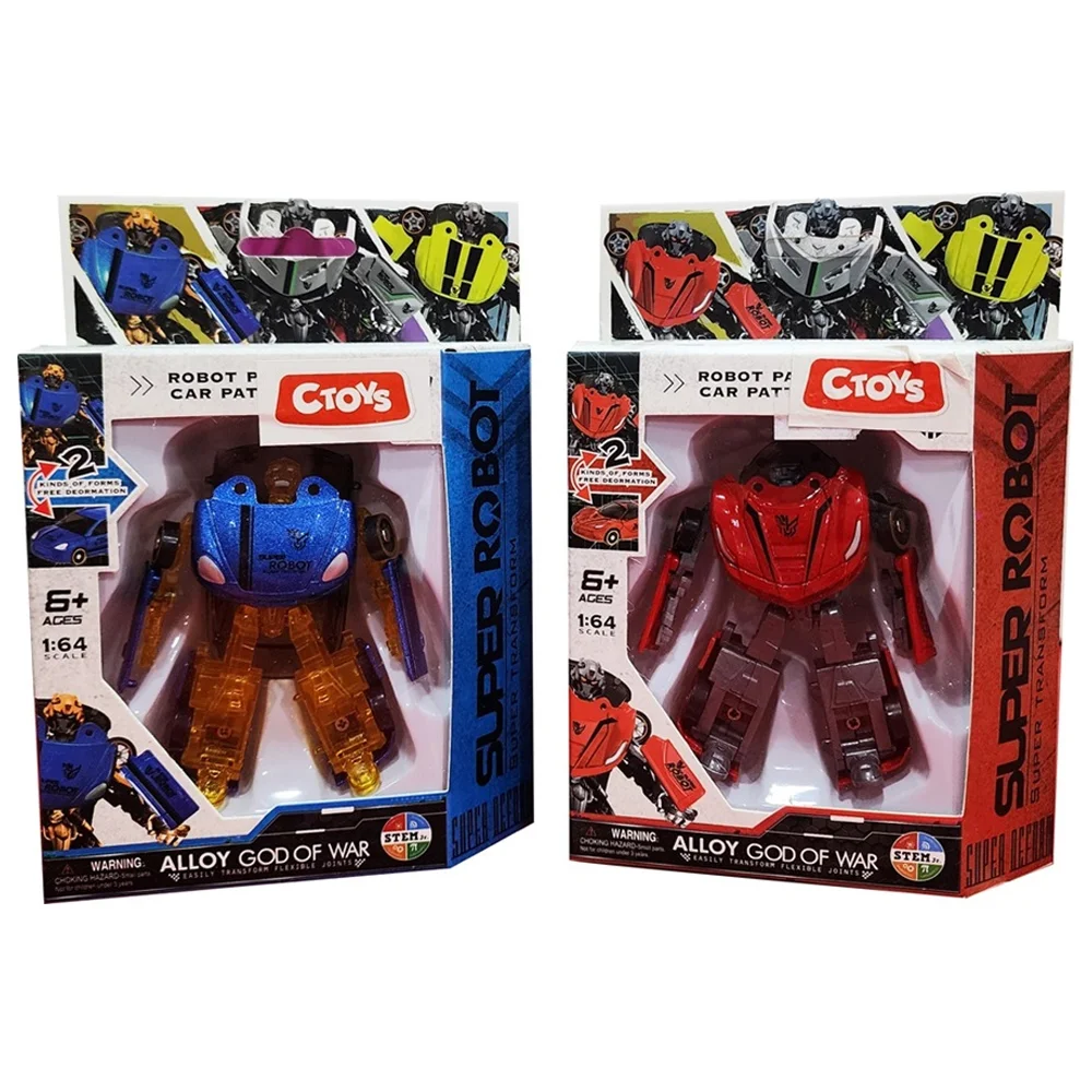 Ctoy Oyuncak&nbsp;Arabaya Dönüşebilen Mini Robot 12Li Stant CTOY-666-Z