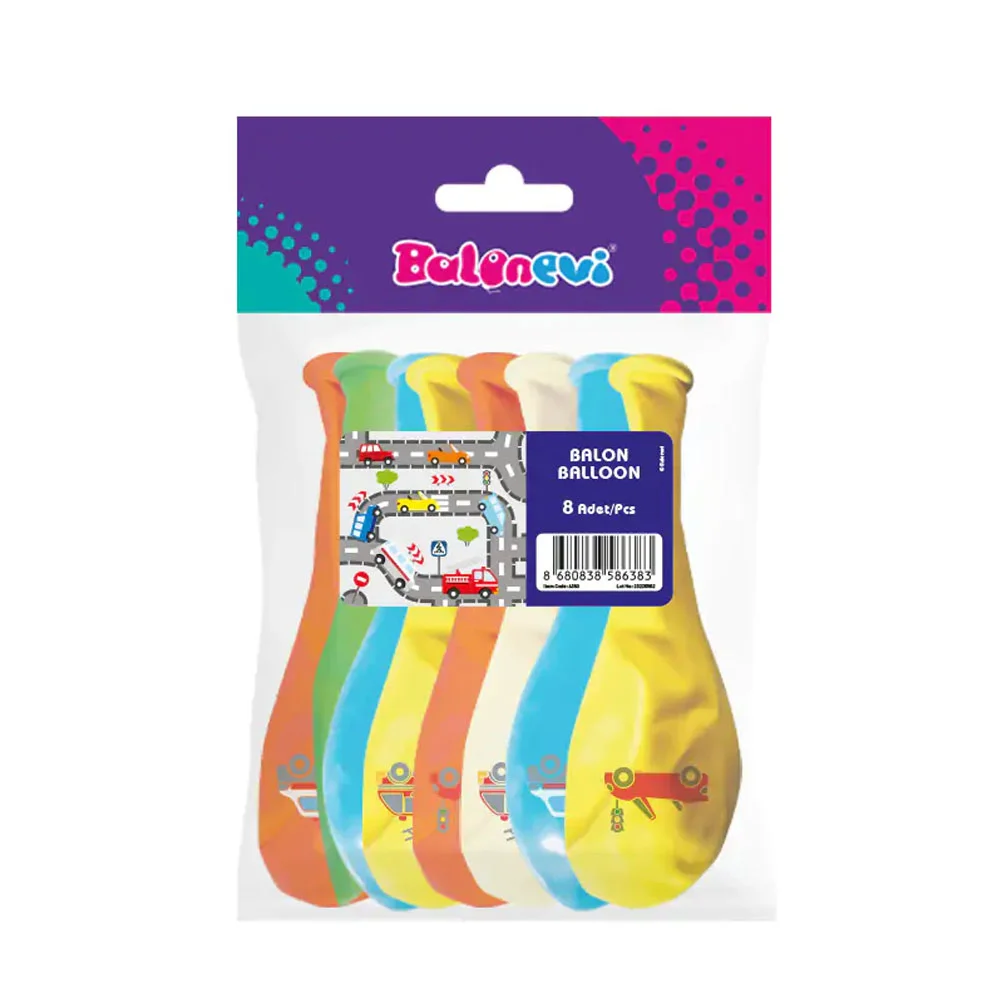 Balonevi Balon 4+0 Trafik Baskılı 12" 8 Li