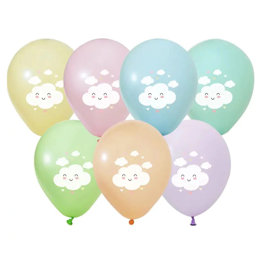 Balonevi Balon 4+0 Gökkuşağı Bulut Baskılı 12" 8 Li