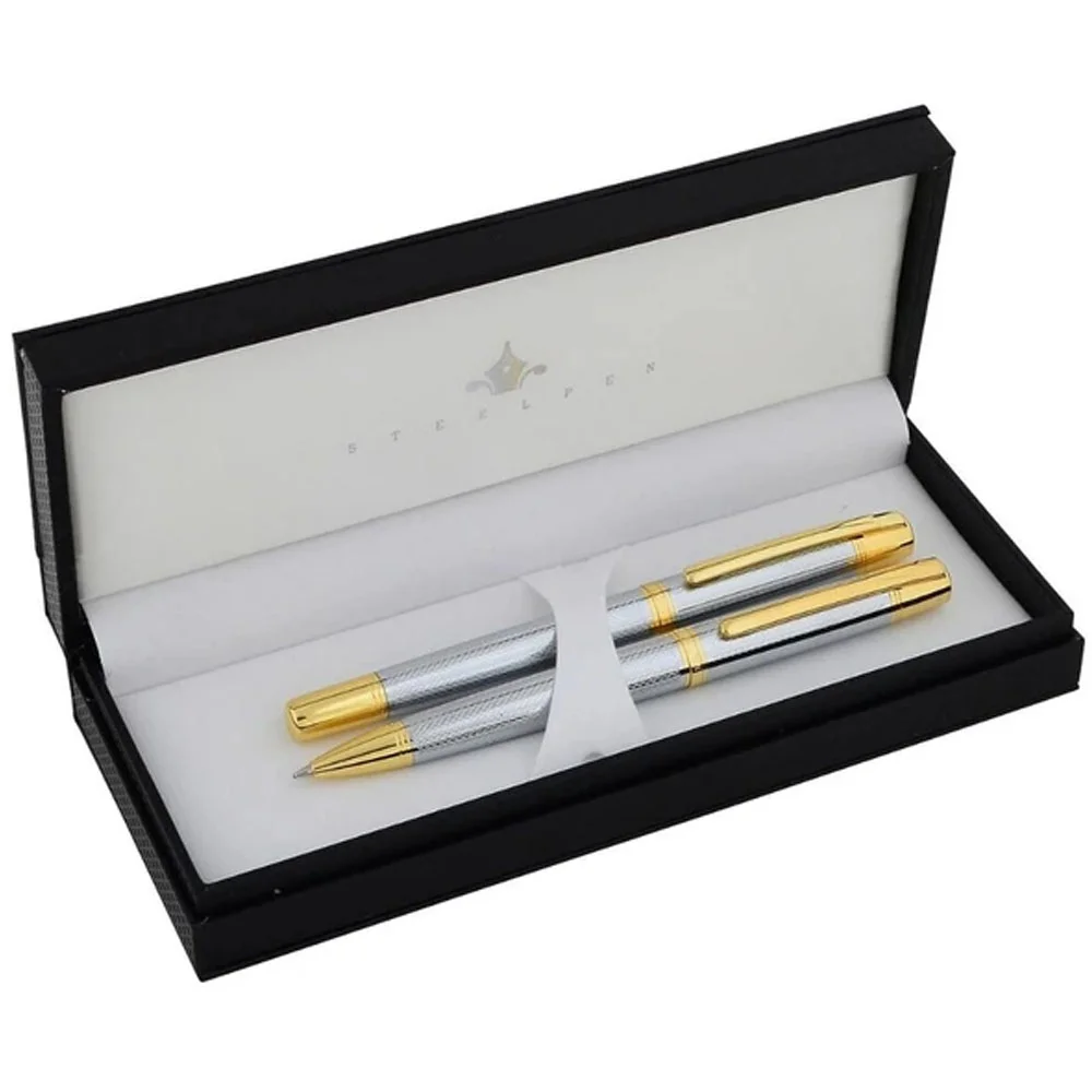 Steelpen Serra Serisi 800-4 Krom Dolma Kalem+Tükenmez Kalem