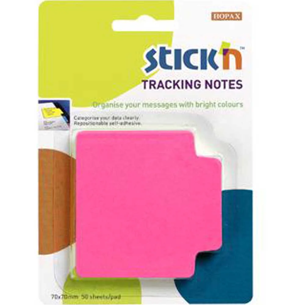 Hopax Stickn Yapışkanlı Not Kağıdı TracKing 50 YP 70x70 Fosforlu Pembe 21481