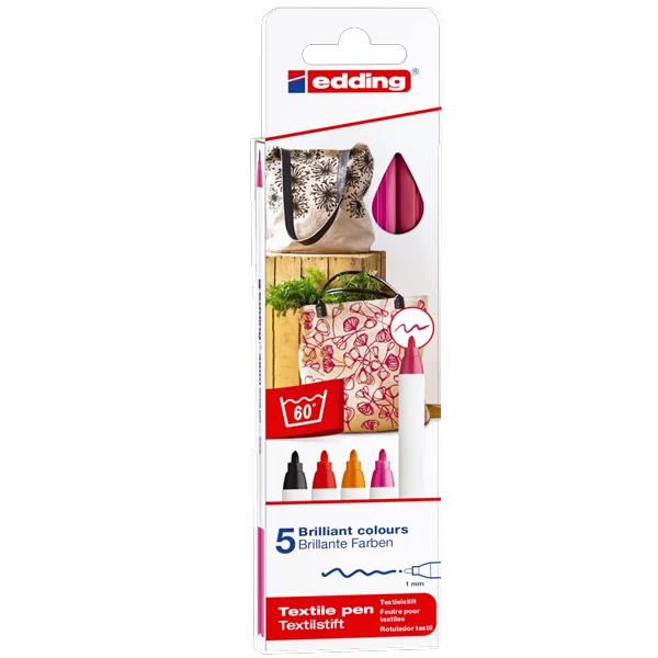 Edding Kumaş Boyama Kalemi 2-3 MM Warm 5 Lİ 4500 / 5S