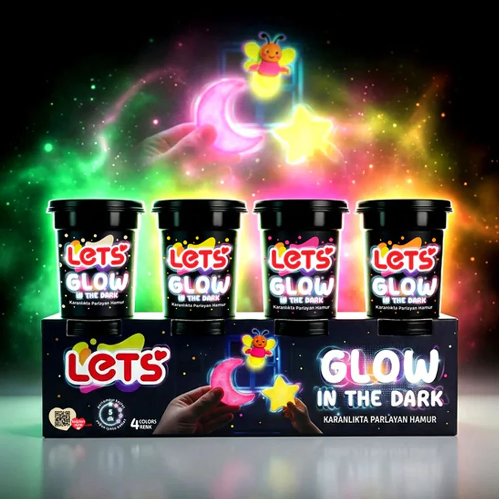 Lets Oyun Hamuru 4 Renk Karanlıkta Parlayan 440 G