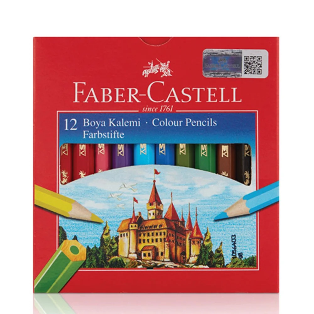 Faber-Castell Kuru Boya Kalemi Karton Kutu 12 Renk Yarım Boy