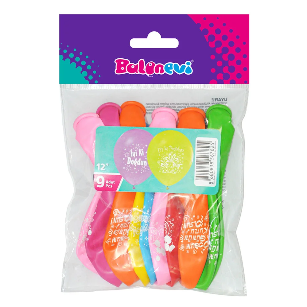 Balonevi Balon Doğum Günü Baskılı 12" 9 LU