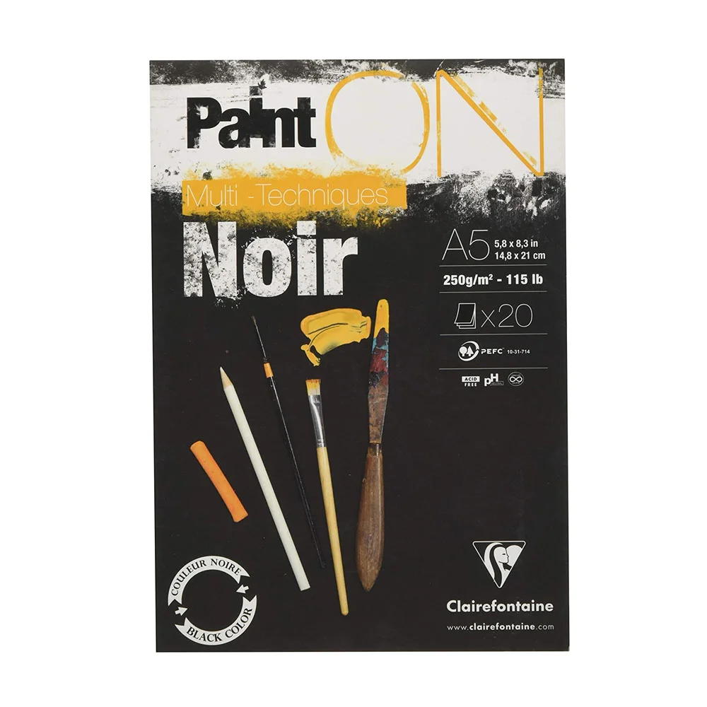 Clairefontaine paint On A5 250 GR 20 Yp Siyah Renk Kğt