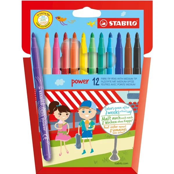 Stabilo Keçeli Kalem Power Askılı Paket 12 Renk 280/12-01