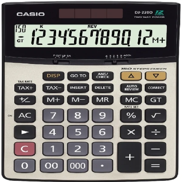 Casio Hesap Makinesi Masaüstü 12 Hane Check Control DJ-220D Plus