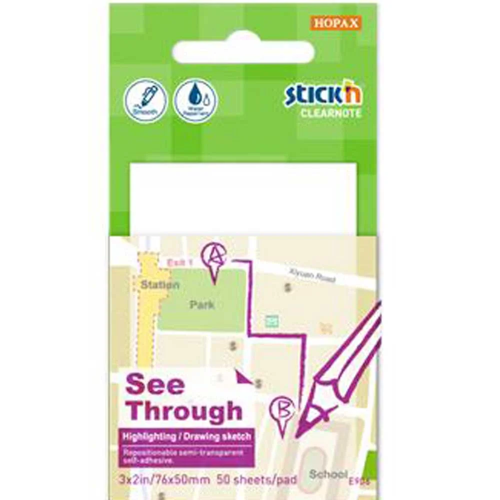 Hopax Stickn Yapışkanlı Not Kağıdı Yarı Saydam 50 YP 76x51 Beyaz 21708