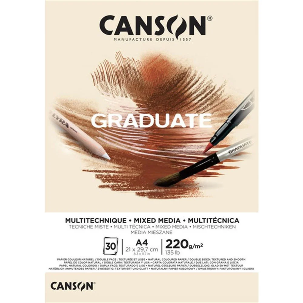 Canson Çizim Bloğu Graduate Mix Media Natural 30 Syf A4 220 GR