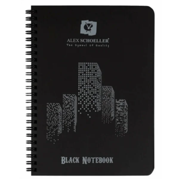 Alex Schoeller Spiralli Defter Plastik Kapak Siyah 60 YP A4 100.04