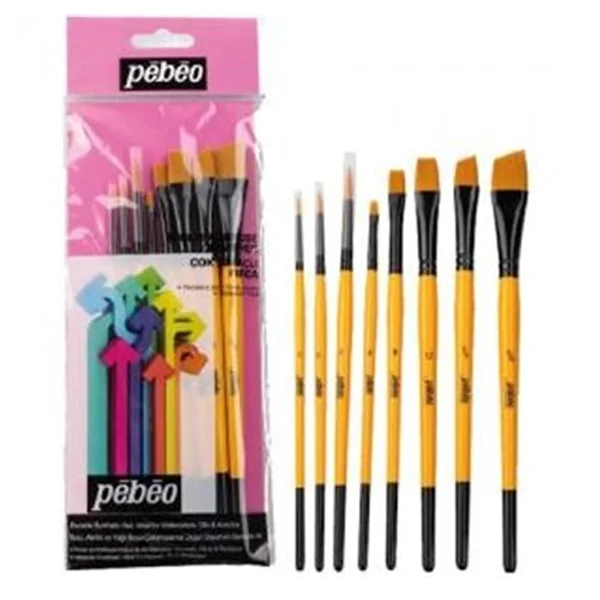 Pebeo Fırça Seti Angular-Kesik Uç-Sulu Boya 8 Li SET-6