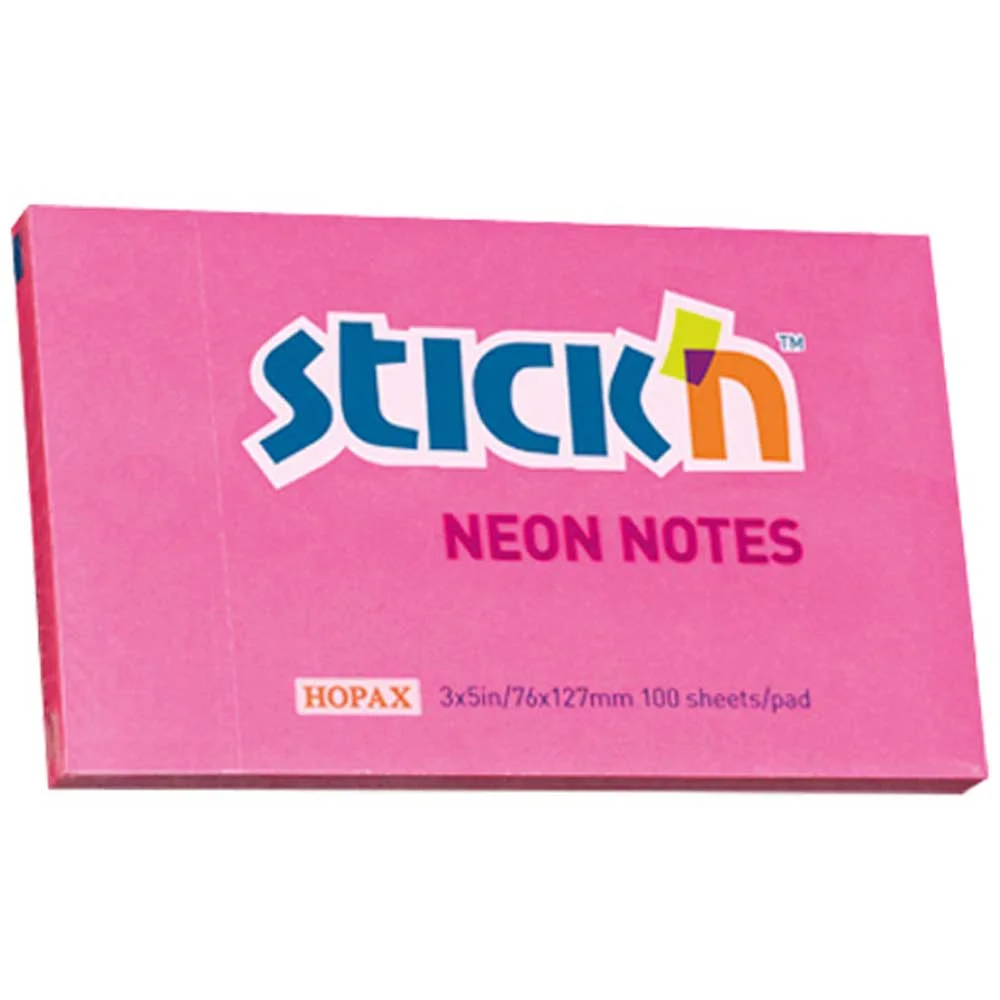 Hopax Stickn Yapışkanlı Not Kağıdı 76x127 Neon HE21169