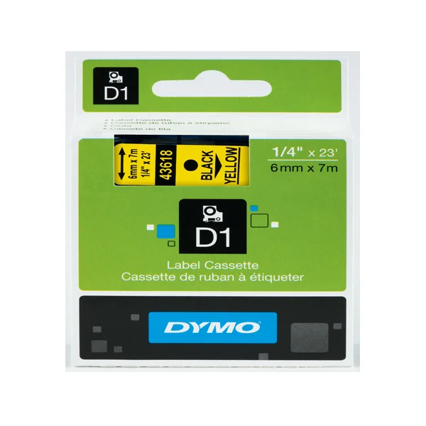 Dymo D1 Şerit Standart 6 MMx7 MT Sarı Üzerine Siyah 43618 S0720790