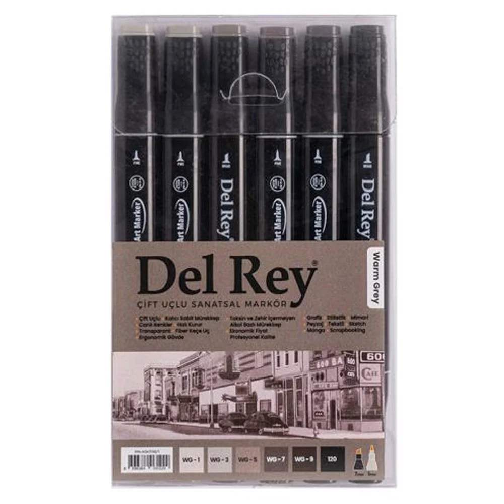 Del Rey Twin Marker Sıcak Gri Tonları 6 Lı Set Wg-