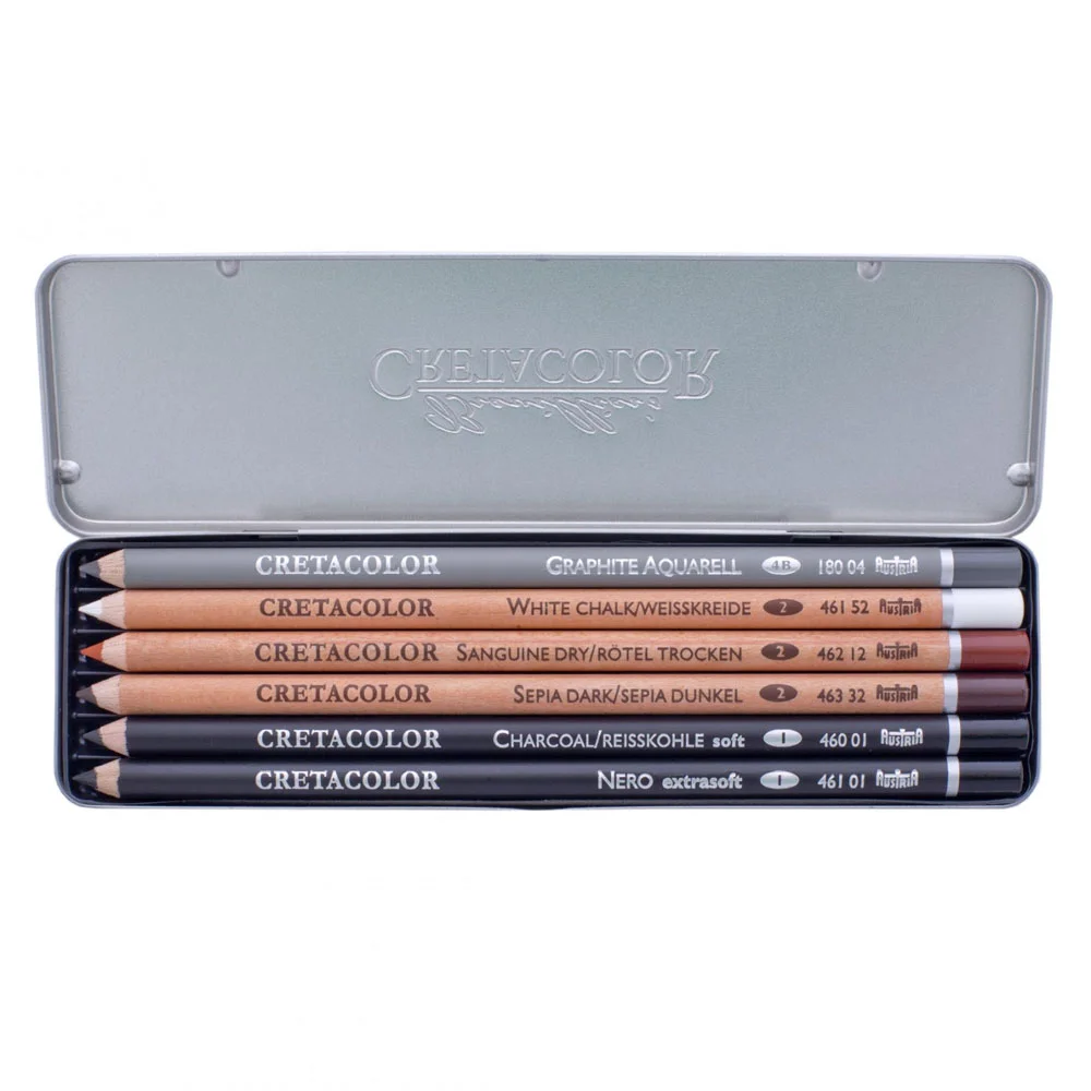 Cretacolor Basic Drawing Set Temel Çizim Kalemleri 6Lı Metal Kutu 40006