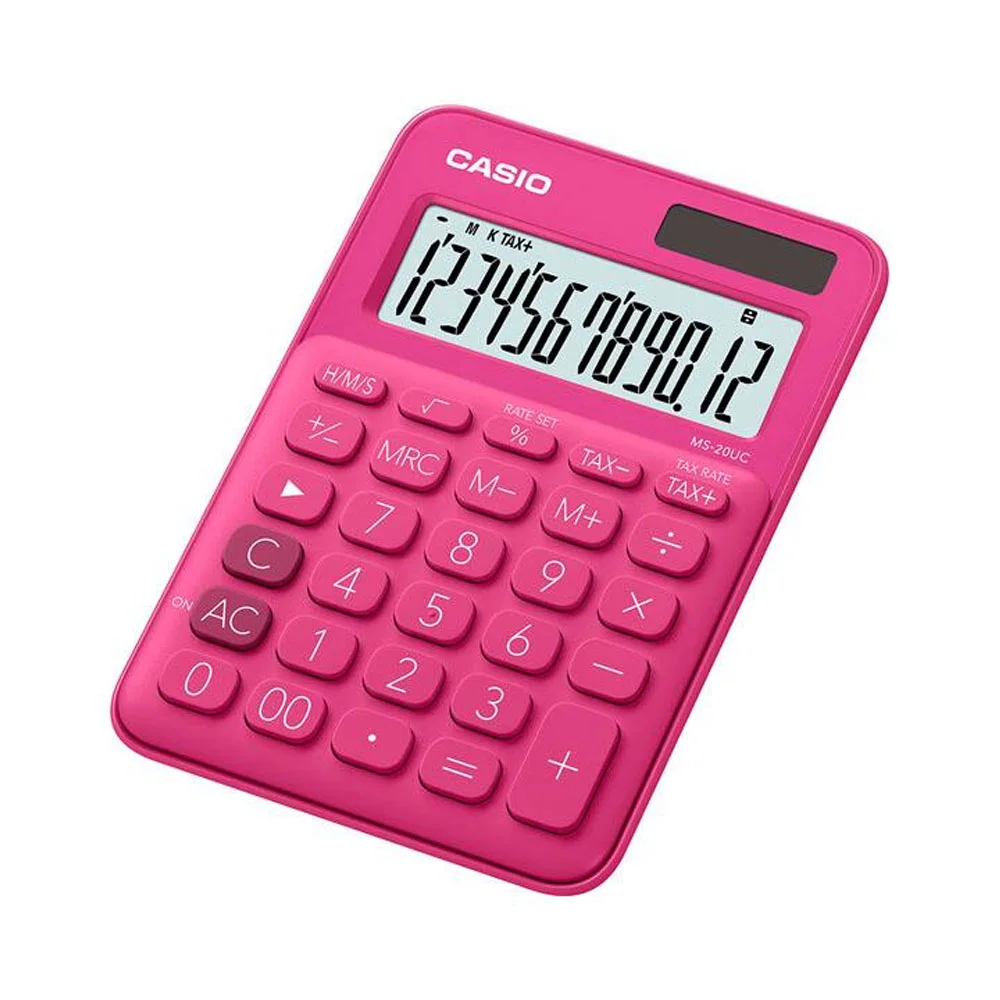 Casio Hesap Makinesi 12 Hane Ms-20uc-rd Koyu Pembe Masaüstü