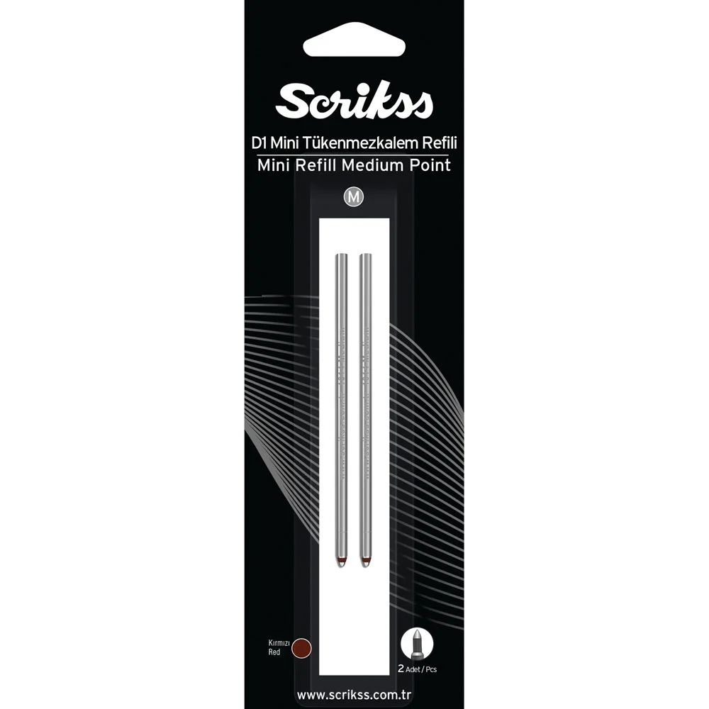 Scrikss D1 Tükenmez Medium Kısa Refil Kırmızı Bls