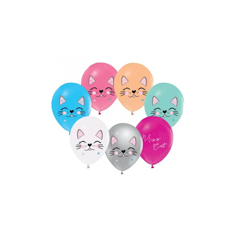 Balonevi Balon 4+1 Miss Cat Baskılı 12" 8 Li