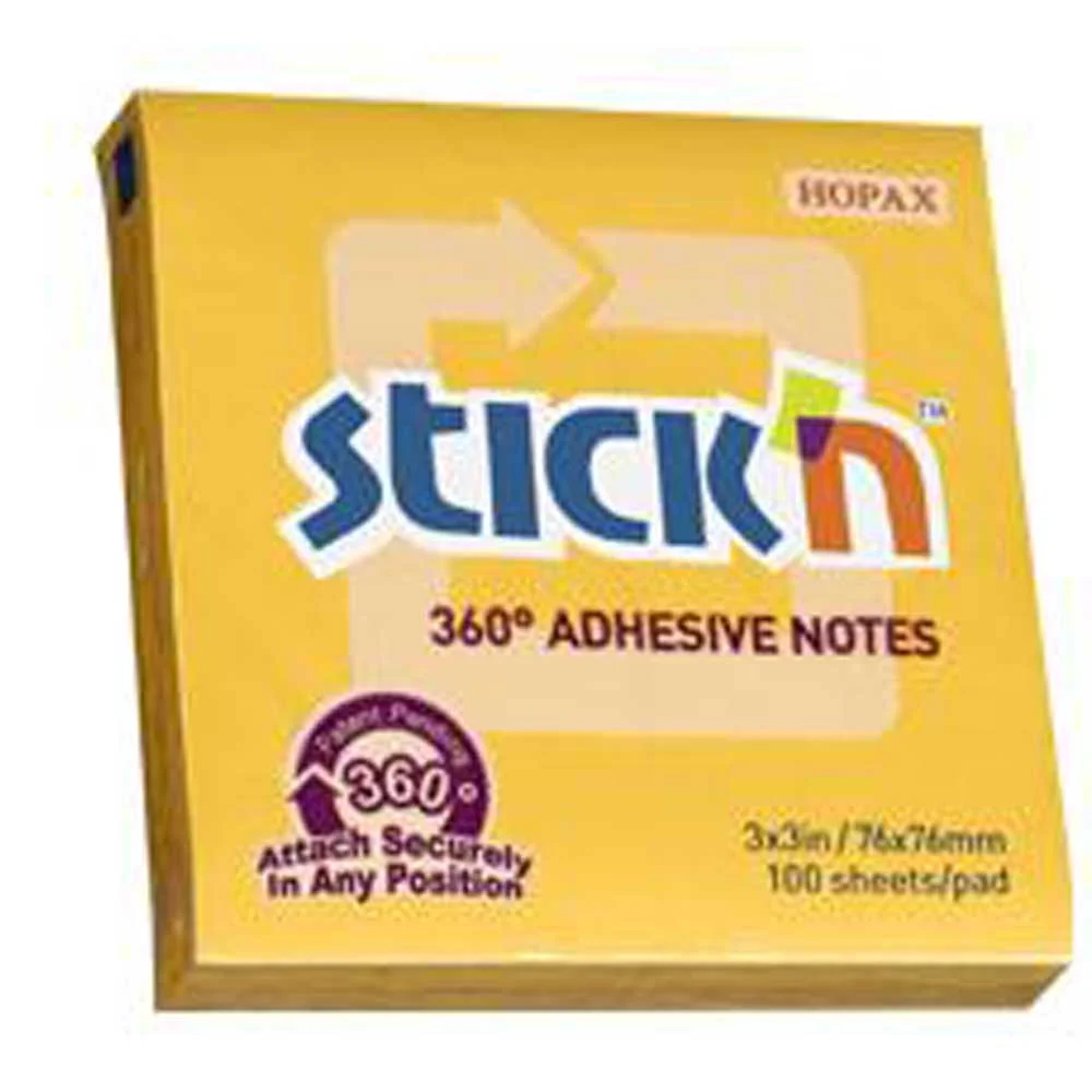 Hopax Stickn Yapışkanlı Not Kağıdı 360° 100 YP 76x76 Altın HE21551