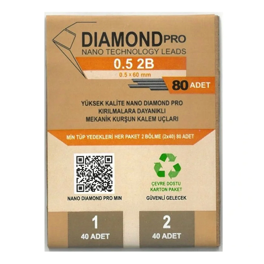 Uni-Ball Versatil Kalem Yedeği Nano Dıomand Pro 2B 0.5 MM 80 Li Ndp-05-80 2B
