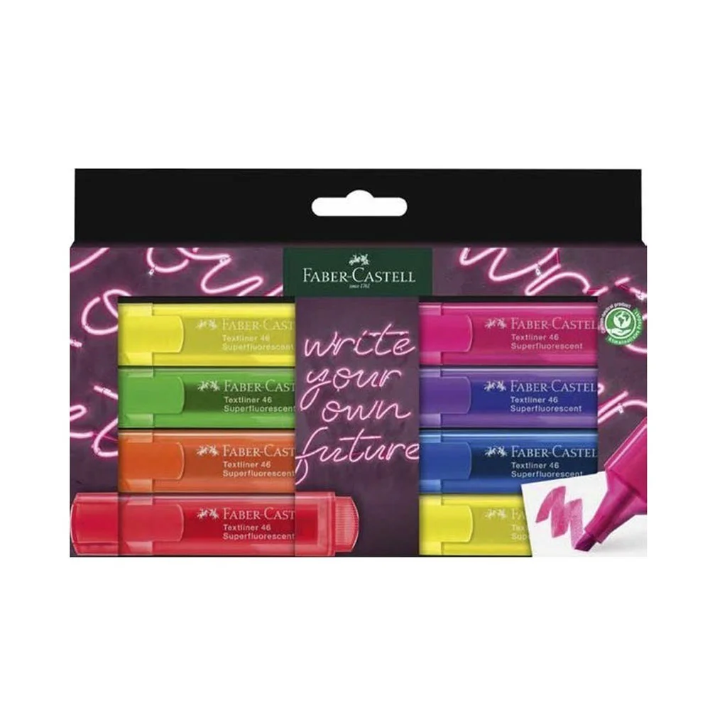 Faber-Castell Fosforlu Kalem 46 Şeffaf Gövde GenZ 8li Paket 5030254601000