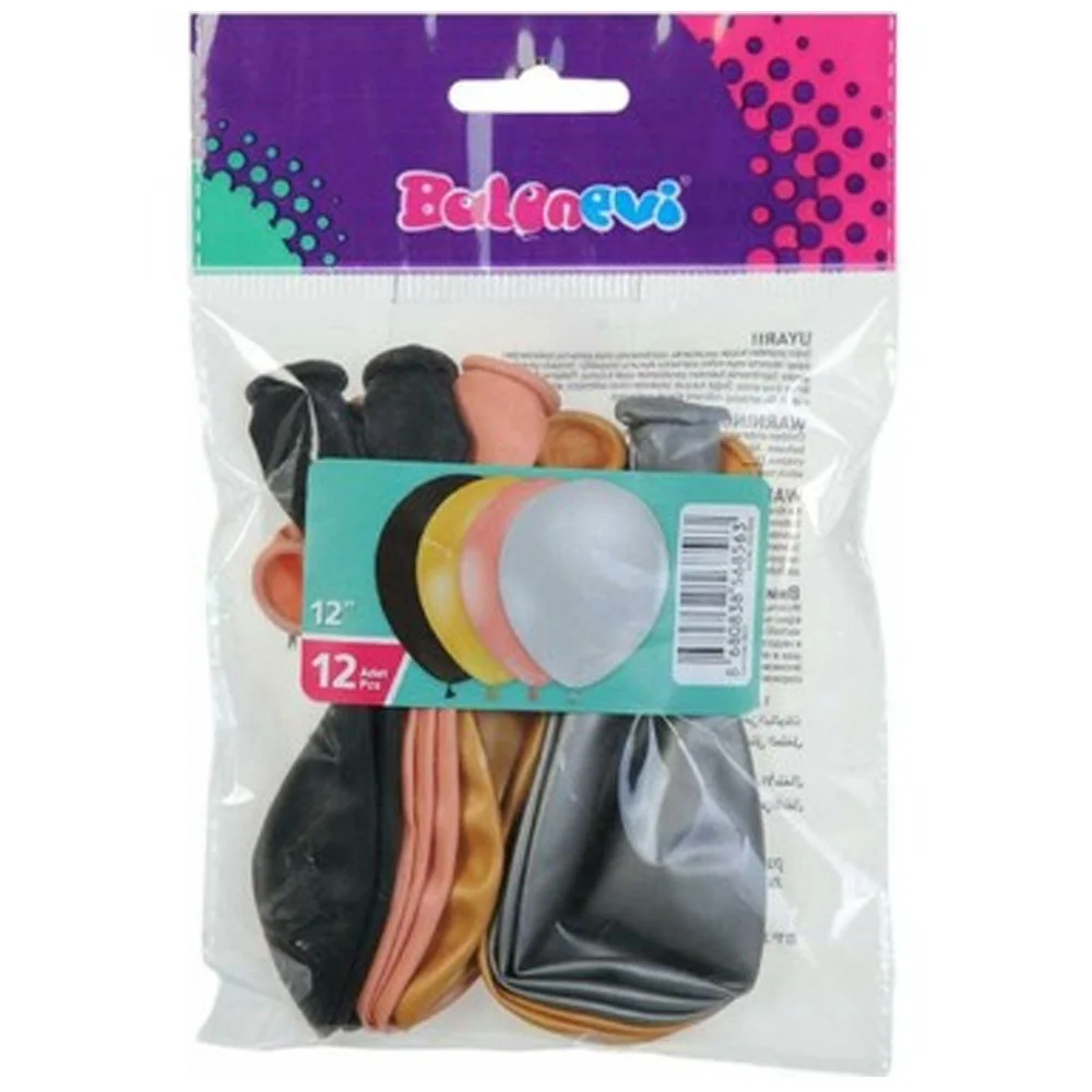 Balonevi Balon 12" Metalik Yetişkin Asorti 12 Li
