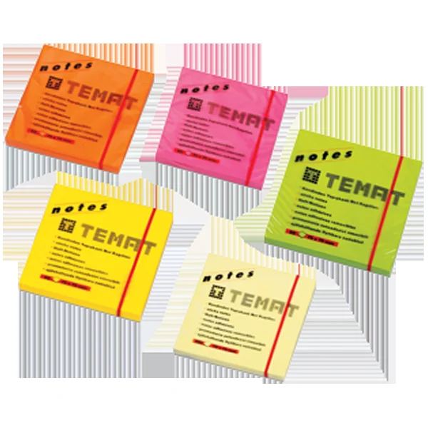 Temat Yapışkanlı Not Kağıdı 75x75 MM Fosforlu Pembe 10612
