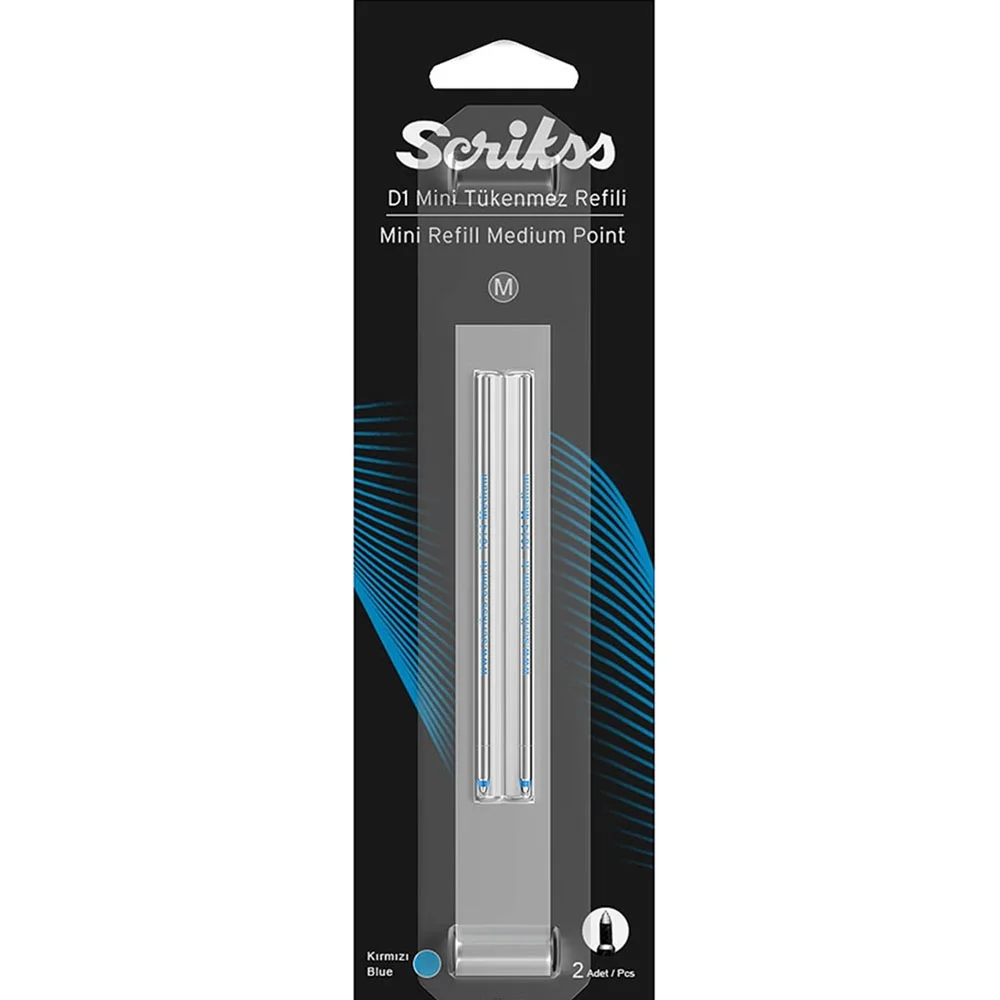 Scrikss D1 Tükenmez Medium Kısa Refil Mavi Blister