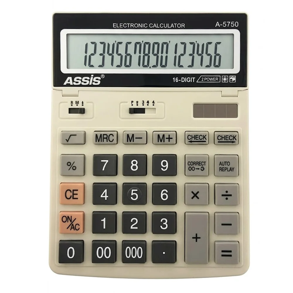 Assis Elektronik Hesap Makinesi 16 Hane Gri A-5750